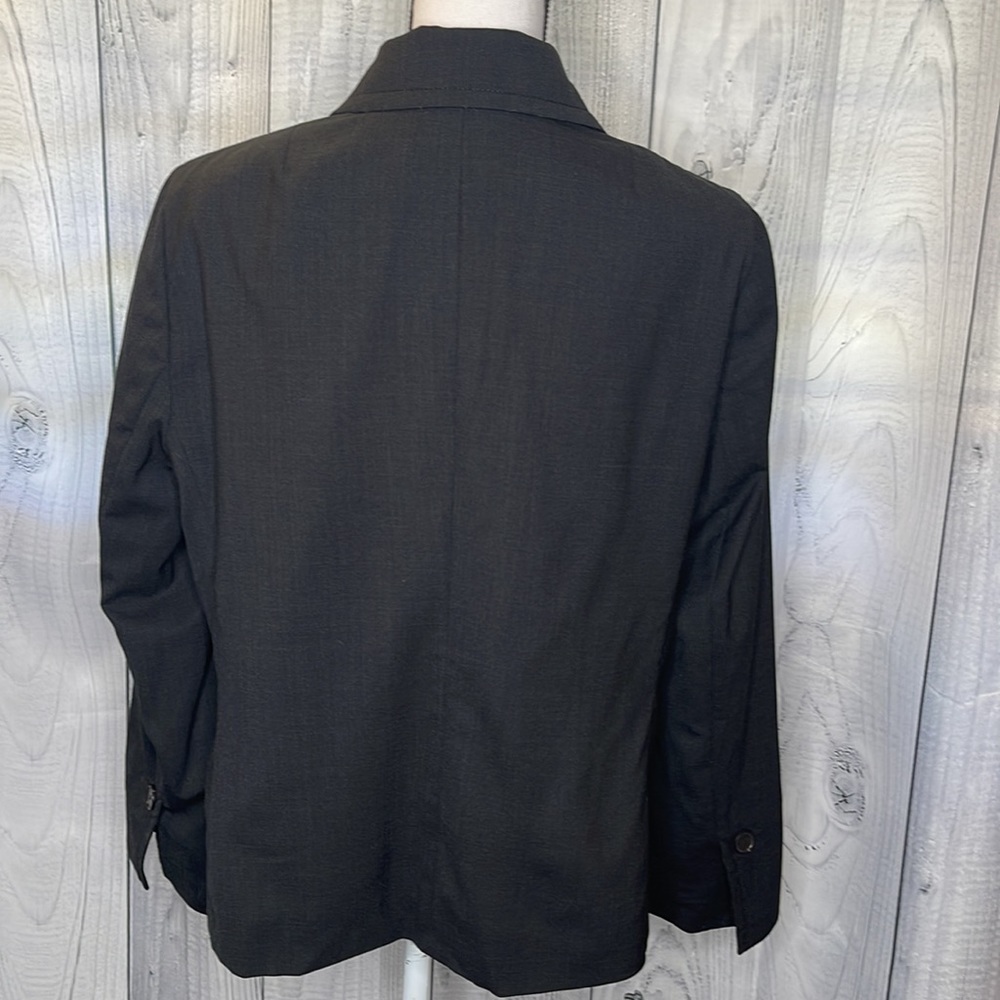 Akris Punto Blazer Jacket Wool Blend Lined Boxy Black Sz 14 - Picture 7 of 13